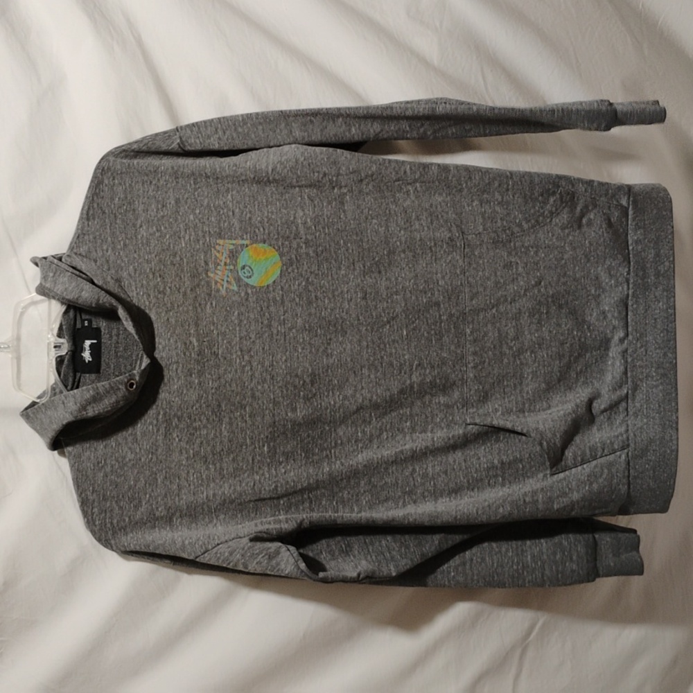 (D-16) Stussy Vtg Heather Grey 8 Ball Hoodie Sz.XS No Strings Unsiex